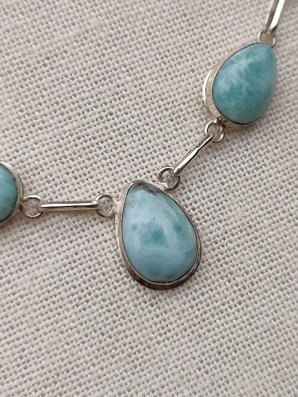 Vintage Sterling Silver Larimar Necklace And Earrings Set - Picture 5 of 9